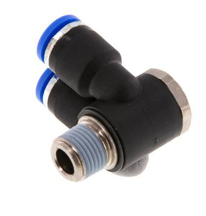 6mm x R1/8'' Double 90deg Elbow Messing/PA 66 Insteekfitting Buitendraad Draaibaar NBR [2 Stuks]