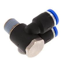 6mm x R1/8'' Double 90deg Elbow Messing/PA 66 Insteekfitting Buitendraad Draaibaar NBR [2 Stuks]