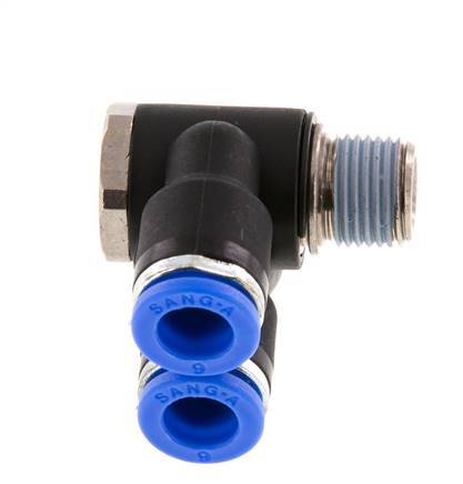 6mm x R1/8'' Double 90deg Elbow Messing/PA 66 Insteekfitting Buitendraad Draaibaar NBR [2 Stuks]