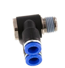 8mm x R1/4'' Double 90deg Elbow Messing/PA 66 Insteekfitting Buitendraad Draaibaar NBR