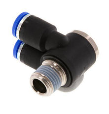 8mm x R1/4'' Double 90deg Elbow Messing/PA 66 Insteekfitting Buitendraad Draaibaar NBR