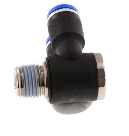8mm x R1/4'' Double 90deg Elbow Messing/PA 66 Insteekfitting Buitendraad Draaibaar NBR