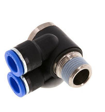 10mm x R3/8'' Double 90deg Elbow Messing/PA 66 Insteekfitting Buitendraad Draaibaar NBR