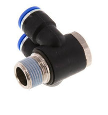 10mm x R3/8'' Double 90deg Elbow Messing/PA 66 Insteekfitting Buitendraad Draaibaar NBR