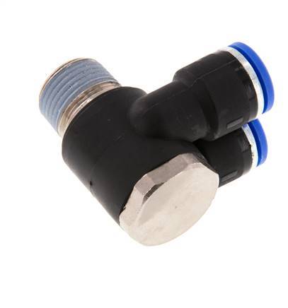 10mm x R3/8'' Double 90deg Elbow Messing/PA 66 Insteekfitting Buitendraad Draaibaar NBR