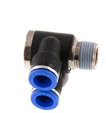 10mm x R3/8'' Double 90deg Elbow Messing/PA 66 Insteekfitting Buitendraad Draaibaar NBR