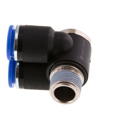 12mm x R3/8'' Double 90deg Elbow Messing/PA 66 Insteekfitting Buitendraad Draaibaar NBR
