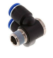 12mm x R3/8'' Double 90deg Elbow Messing/PA 66 Insteekfitting Buitendraad Draaibaar NBR