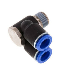 12mm x R3/8'' Double 90deg Elbow Messing/PA 66 Insteekfitting Buitendraad Draaibaar NBR