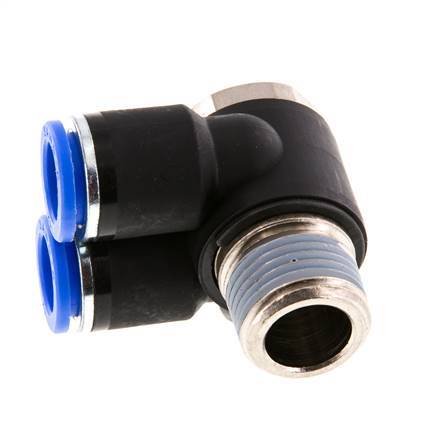 12mm x R1/2'' Double 90deg Elbow Messing/PA 66 Insteekfitting Buitendraad Draaibaar NBR