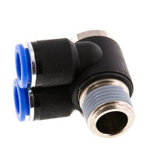 12mm x R1/2'' Double 90deg Elbow Messing/PA 66 Insteekfitting Buitendraad Draaibaar NBR