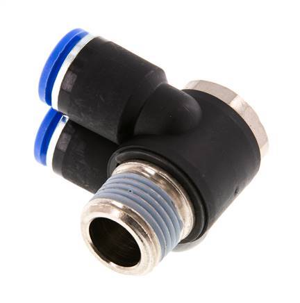 12mm x R1/2'' Double 90deg Elbow Messing/PA 66 Insteekfitting Buitendraad Draaibaar NBR