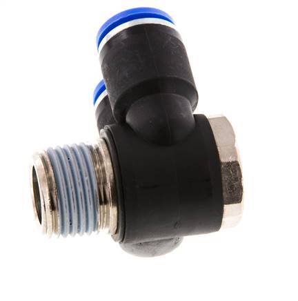 12mm x R1/2'' Double 90deg Elbow Messing/PA 66 Insteekfitting Buitendraad Draaibaar NBR