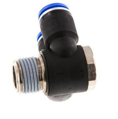 12mm x R1/2'' Double 90deg Elbow Messing/PA 66 Insteekfitting Buitendraad Draaibaar NBR