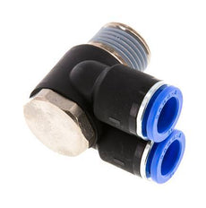 12mm x R1/2'' Double 90deg Elbow Messing/PA 66 Insteekfitting Buitendraad Draaibaar NBR