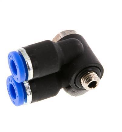 4mm x M 5 Double 90deg Elbow Push-in Fitting with Male Threads Brass/PA 66 NBR Rotatable [2 Pieces]