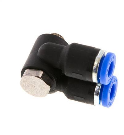4mm x M 5 Double 90deg Elbow Messing/PA 66 Insteekfitting Buitendraad Draaibaar NBR [2 Stuks]