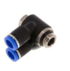 8mm x G1/4'' Double 90deg Elbow Messing/PA 66 Insteekfitting Buitendraad Draaibaar NBR