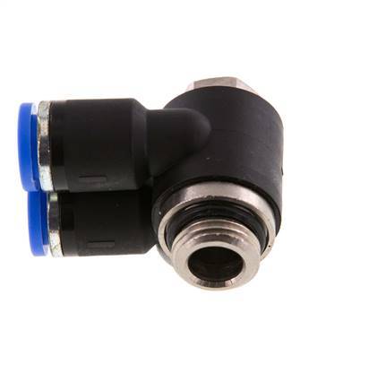 8mm x G1/4'' Double 90deg Elbow Messing/PA 66 Insteekfitting Buitendraad Draaibaar NBR