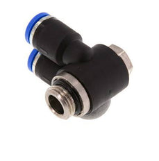 8mm x G1/4'' Double 90deg Elbow Messing/PA 66 Insteekfitting Buitendraad Draaibaar NBR