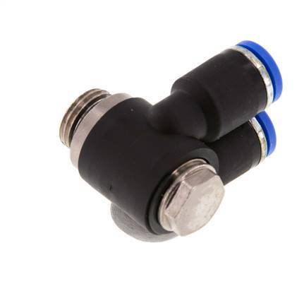 8mm x G1/4'' Double 90deg Elbow Messing/PA 66 Insteekfitting Buitendraad Draaibaar NBR