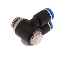 8mm x G1/4'' Double 90deg Elbow Messing/PA 66 Insteekfitting Buitendraad Draaibaar NBR