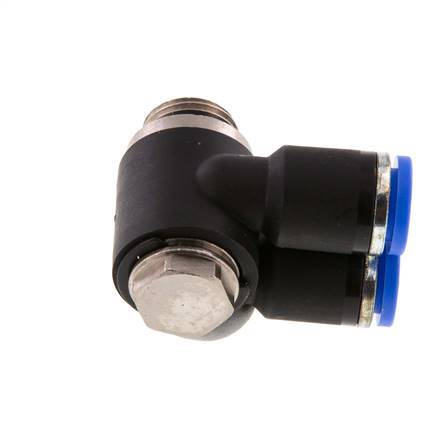 8mm x G1/4'' Double 90deg Elbow Messing/PA 66 Insteekfitting Buitendraad Draaibaar NBR