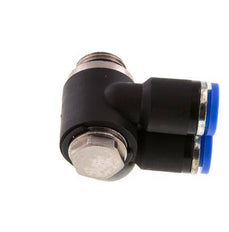 8mm x G1/4'' Double 90deg Elbow Messing/PA 66 Insteekfitting Buitendraad Draaibaar NBR
