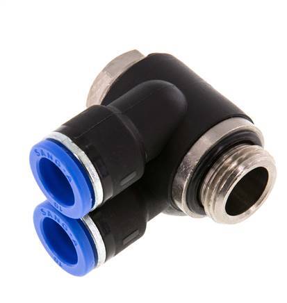 10mm x G3/8'' Double 90deg Elbow Messing/PA 66 Insteekfitting Buitendraad Draaibaar NBR