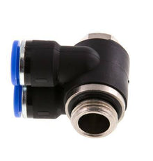 10mm x G3/8'' Double 90deg Elbow Messing/PA 66 Insteekfitting Buitendraad Draaibaar NBR