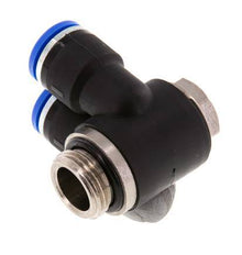 10mm x G3/8'' Double 90deg Elbow Messing/PA 66 Insteekfitting Buitendraad Draaibaar NBR
