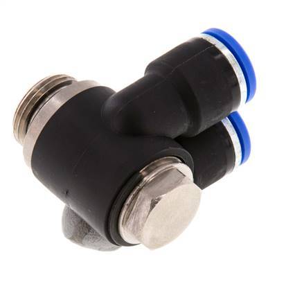 10mm x G3/8'' Double 90deg Elbow Messing/PA 66 Insteekfitting Buitendraad Draaibaar NBR