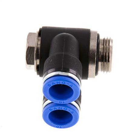 10mm x G3/8'' Double 90deg Elbow Messing/PA 66 Insteekfitting Buitendraad Draaibaar NBR