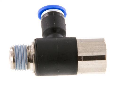 4mm x R1/8'' Elbow Push-in Fitting with Male-Female Threads Brass/PA 66 NBR Rotatable [2 Pieces]
