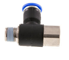 6mm x R1/8'' Elbow Push-in Fitting with Male-Female Threads Brass/PA 66 NBR Rotatable [2 Pieces]