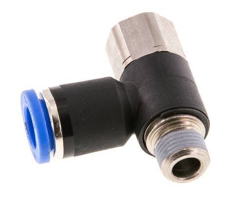8mm x R1/8'' Elbow Push-in Fitting with Male-Female Threads Brass/PA 66 NBR Rotatable [2 Pieces]