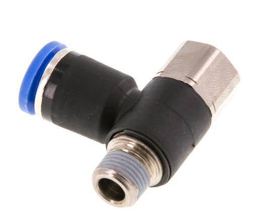 8mm x R1/8'' Elbow Push-in Fitting with Male-Female Threads Brass/PA 66 NBR Rotatable [2 Pieces]