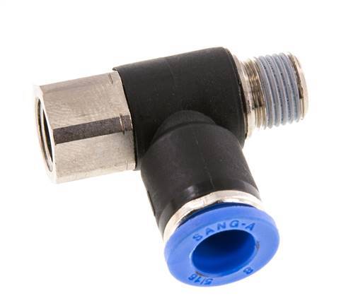 8mm x R1/8'' Elbow Messing/PA 66 Insteekfitting Buitendraad Binnendraad Draaibaar NBR [2 Stuks]