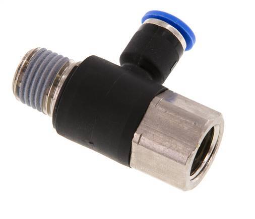 6mm x R1/4'' Elbow Messing/PA 66 Insteekfitting Buitendraad Binnendraad Draaibaar NBR [2 Stuks]