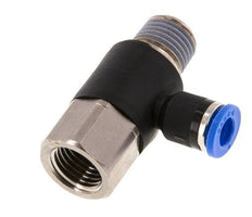 6mm x R1/4'' Elbow Push-in Fitting with Male-Female Threads Brass/PA 66 NBR Rotatable [2 Pieces]