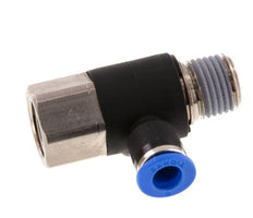 6mm x R1/4'' Elbow Push-in Fitting with Male-Female Threads Brass/PA 66 NBR Rotatable [2 Pieces]
