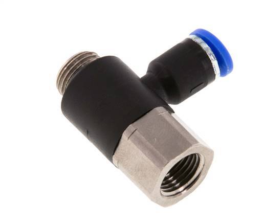4mm x G1/8'' Elbow Push-in Fitting with Male-Female Threads Brass/PA 66 NBR [2 Pieces]