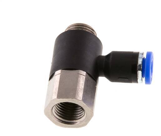 4mm x G1/8'' Elbow Push-in Fitting with Male-Female Threads Brass/PA 66 NBR [2 Pieces]
