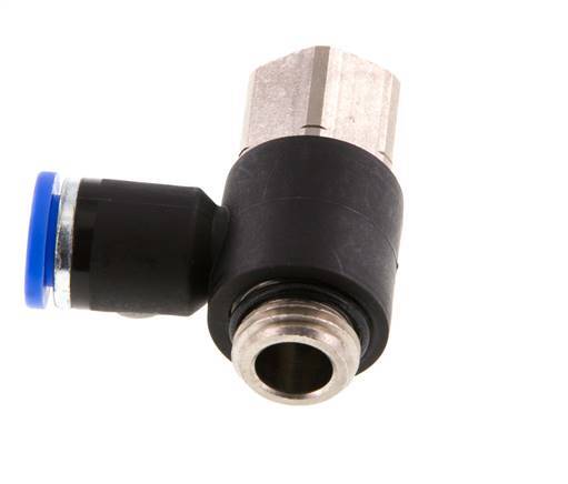 8mm x G1/4'' Elbow Push-in Fitting with Male-Female Threads Brass/PA 66 NBR [2 Pieces]