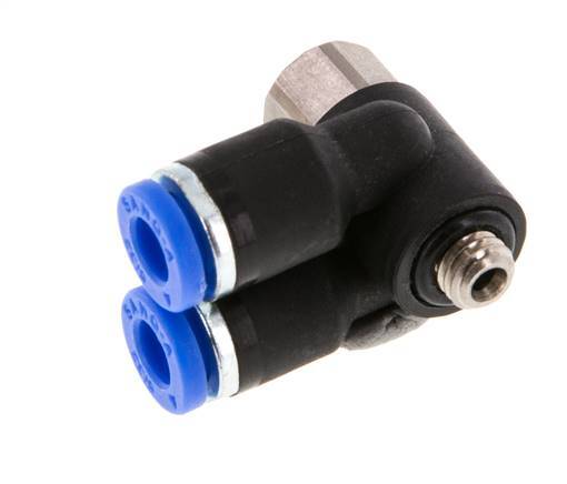 4mm x M 5 Double 90deg Elbow Messing/PA 66 Insteekfitting Buitendraad Binnendraad Draaibaar NBR [2 Stuks]