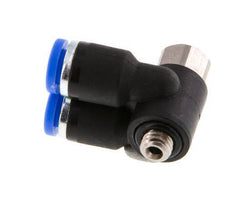 4mm x M 5 Double 90deg Elbow Messing/PA 66 Insteekfitting Buitendraad Binnendraad Draaibaar NBR [2 Stuks]