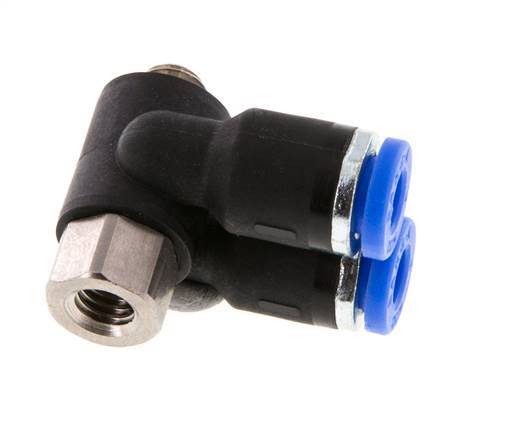 4mm x M 5 Double 90deg Elbow Messing/PA 66 Insteekfitting Buitendraad Binnendraad Draaibaar NBR [2 Stuks]