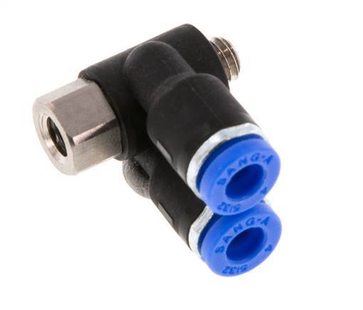 4mm x M 5 Double 90deg Elbow Messing/PA 66 Insteekfitting Buitendraad Binnendraad Draaibaar NBR [2 Stuks]