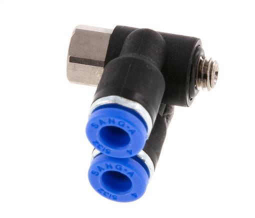 4mm x M 5 Double 90deg Elbow Messing/PA 66 Insteekfitting Buitendraad Binnendraad Draaibaar NBR [2 Stuks]