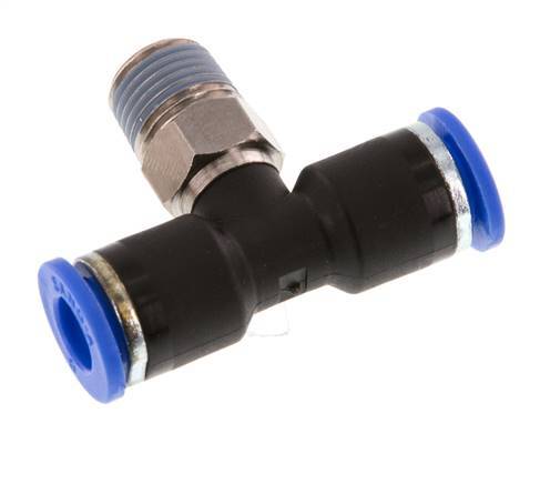 6mm x R1/8'' inline T-stuk Messing/PA 66 Insteekfitting Buitendraad Draaibaar NBR [2 Stuks]